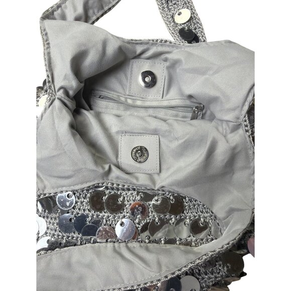 Urban Outfitters Sequin Embellished Silver Tote Bag With Inner Pocket - Picture 6 of 9